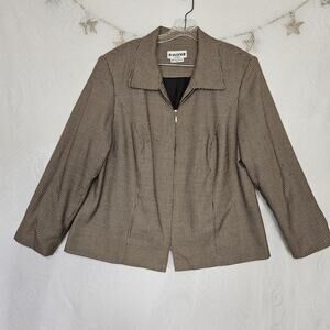 Joan Leslie Woman Size 16W Houndstooth Zip Lined Jacket Quiet Luxury Careerwear